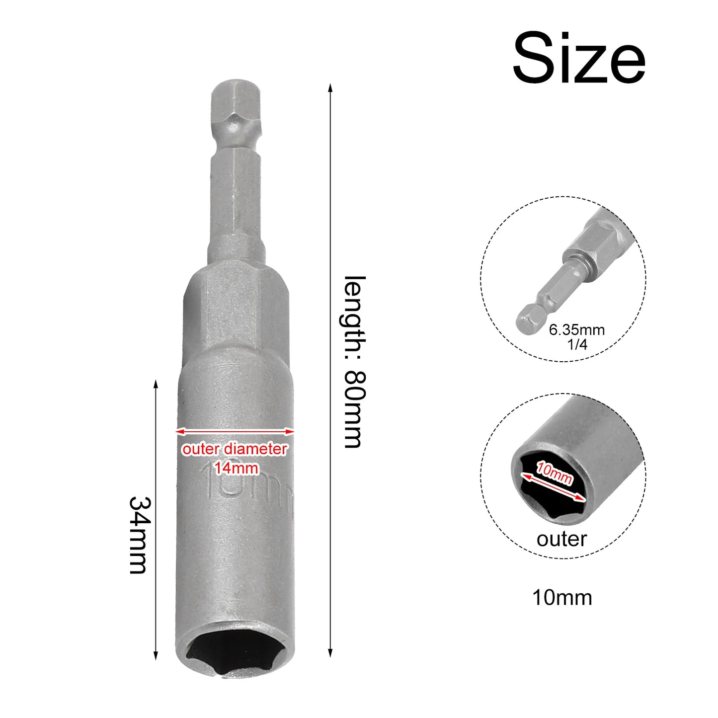 Length 1 Hex Sockets 5 5- Drive Magne Socket Impact Nut Bolt Drill