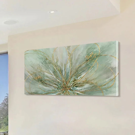 Green Abstract Flower Canvas Print | Farmhouse Wall Art Canvas Wall Art Peaceful Pleasures Health and Wellness