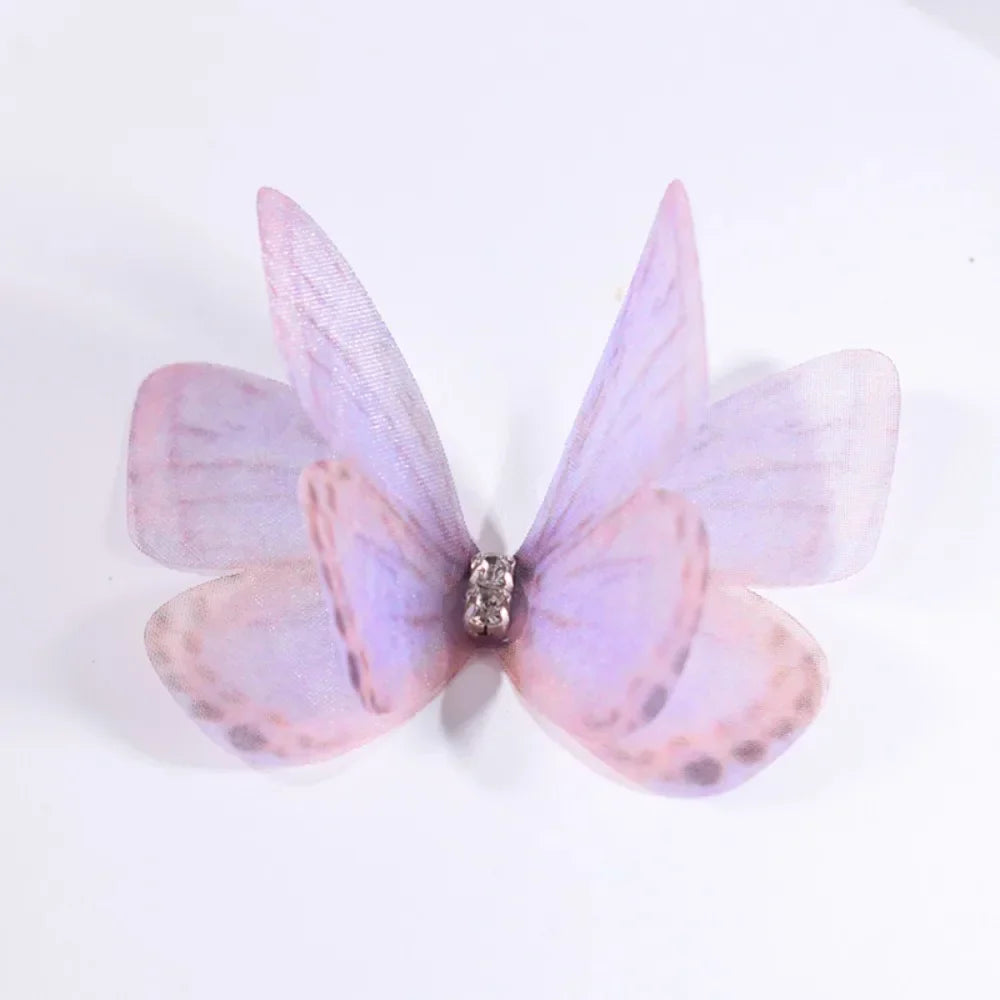 50Pcs 3D Organza Butterfly Appliqués – Gradient Mesh Patches