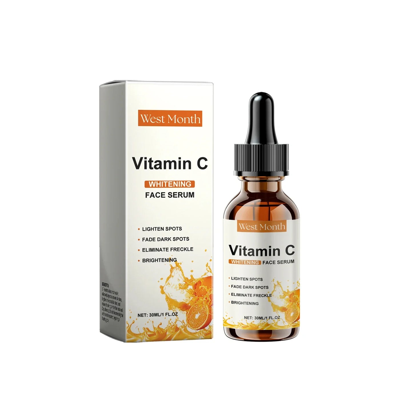 Vitamin C Brightening Serum – Fades Dark Spots & Melasma 30ml Vitamin C Face Serum Oasis Select 30ml boxed