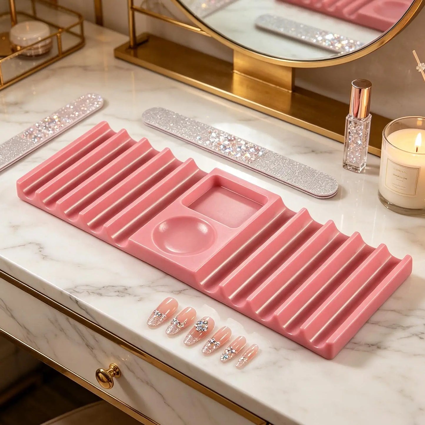 Nail Brush Holder – 10-Compartment Organizer & Color Palette