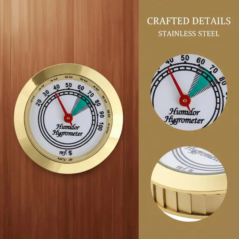 Brass Analog Hygrometer 43mm | Cigar Humidor Humidity Gauge