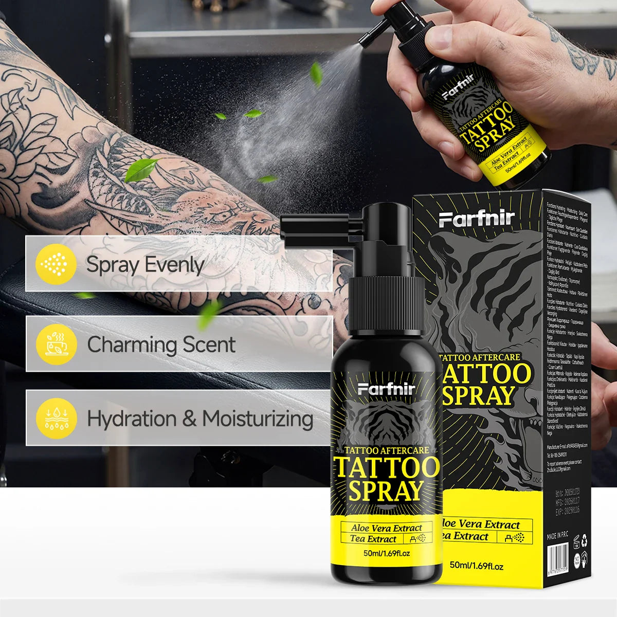 Tattoo Care Spray – Pre & Post Tattoo Color Brightener 50ml