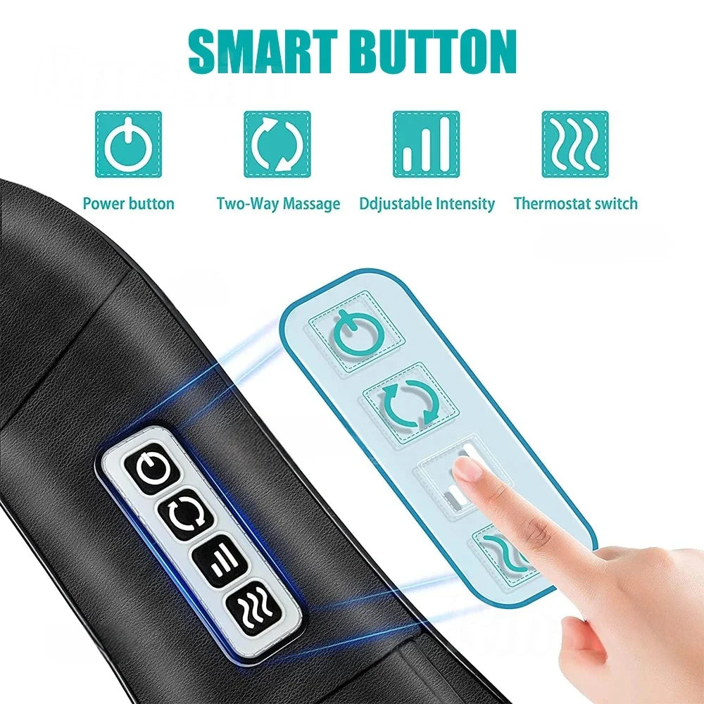Shiatsu Neck and Shoulder Massager Heated Back Massager U Shape Deep Kneading Electric Massage Pillow For Neck Waist Leg Body Peaceful Pleasures Health and Wellness