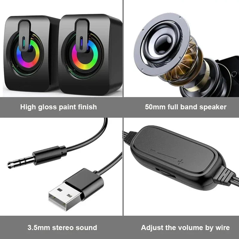 AyeBeau Mini Wired 2.0 Stereo PC Speakers – USB Desktop Audio