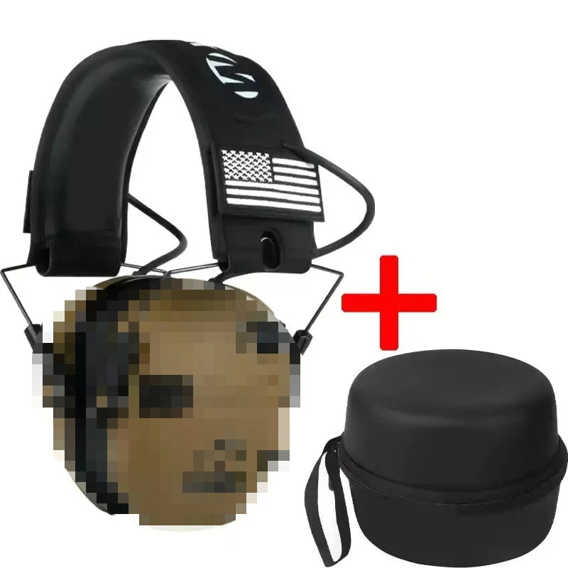 Electronic Shooting Earmuff reduce noise to protect hearing train tactical headphones to strengthen human voice Headset Foldable Peaceful Pleasures Health and Wellness Brown With Case