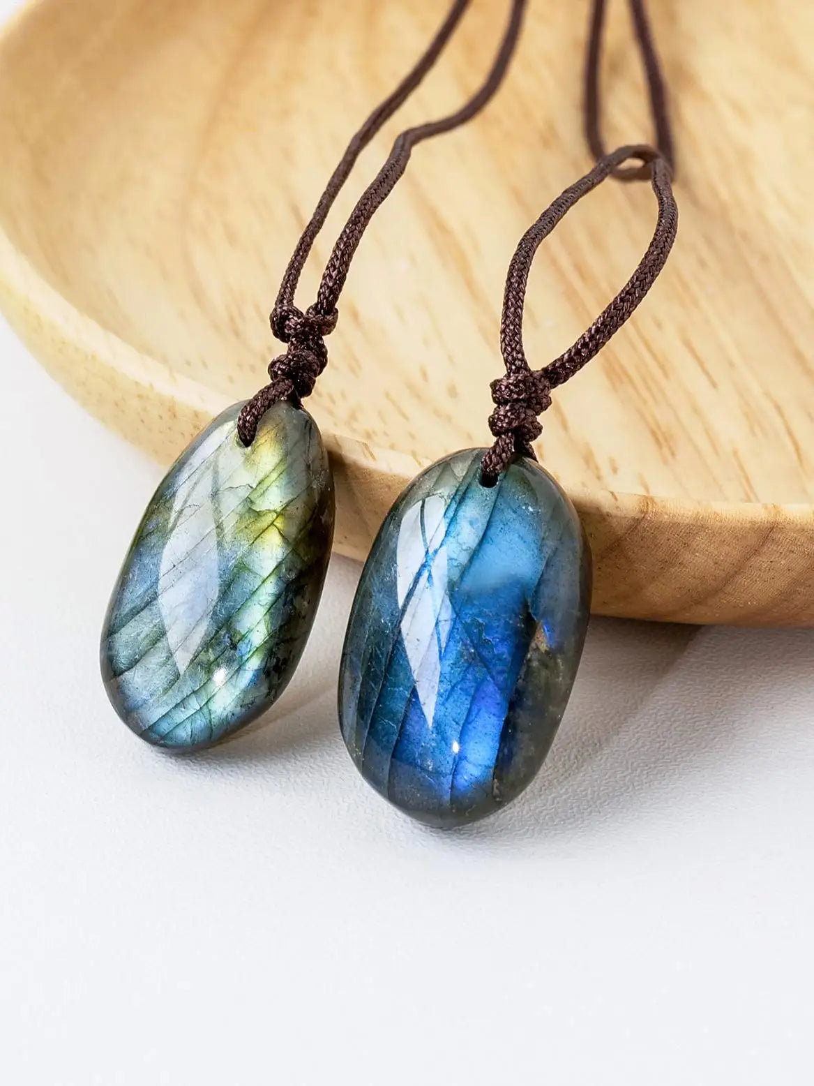 Blue Labradorite Moonstone Crystal Pendant Necklace | Boho