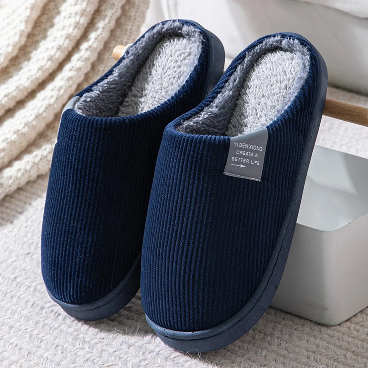 Men's Plush Winter Slippers – Warm, Soft & Anti-Slip Indoor