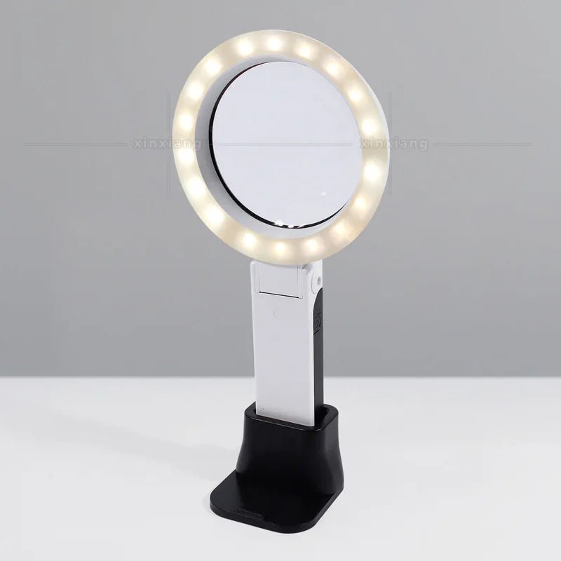 Rechargeable Magnifier Handheld Desktop 6X 8X 16X Magnifying Glass with Three Color Led Lights for Reading Peaceful Pleasures Health and Wellness