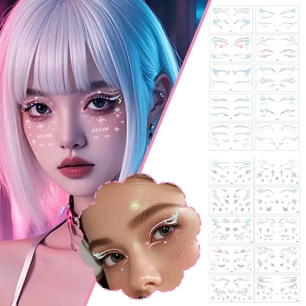 Laser Glitter Temporary Tattoo Face Stickers – Eye Decals