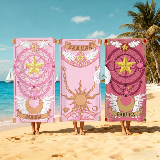 Cardcaptor Sakura Quick-Dry Beach Towel | Soft Microfiber Quick-Dry Beach Towel Peaceful Pleasures Health and Wellness