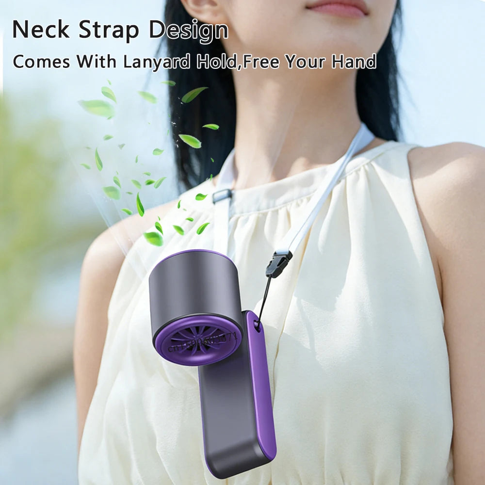 3000mAh Handheld Mini Fan Portable Foldable Desk Fan USB Rechargeable Air Circulation Fan for Travel Outdoor Neck Hanging Fan Peaceful Pleasures Health and Wellness