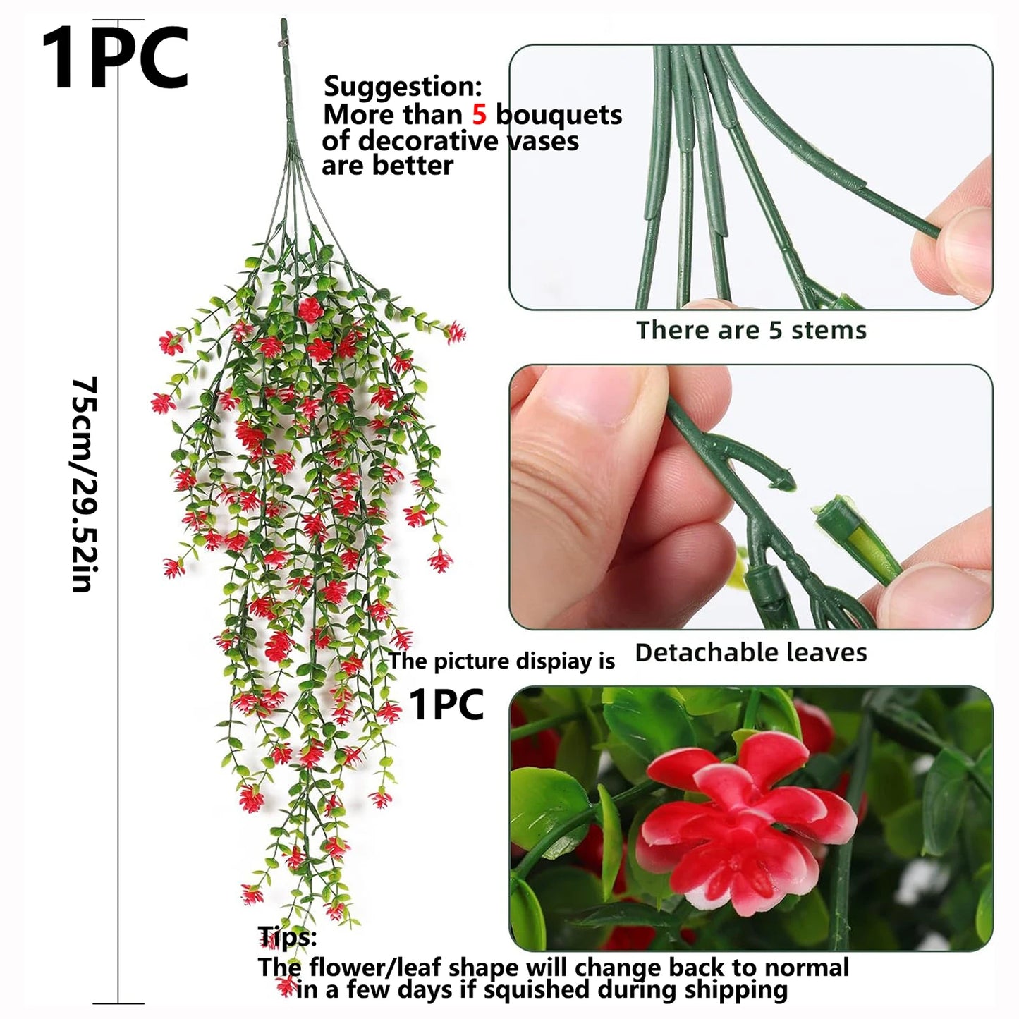 Artificial Eucalyptus Camellia Vine | UV-Resistant Faux Plant