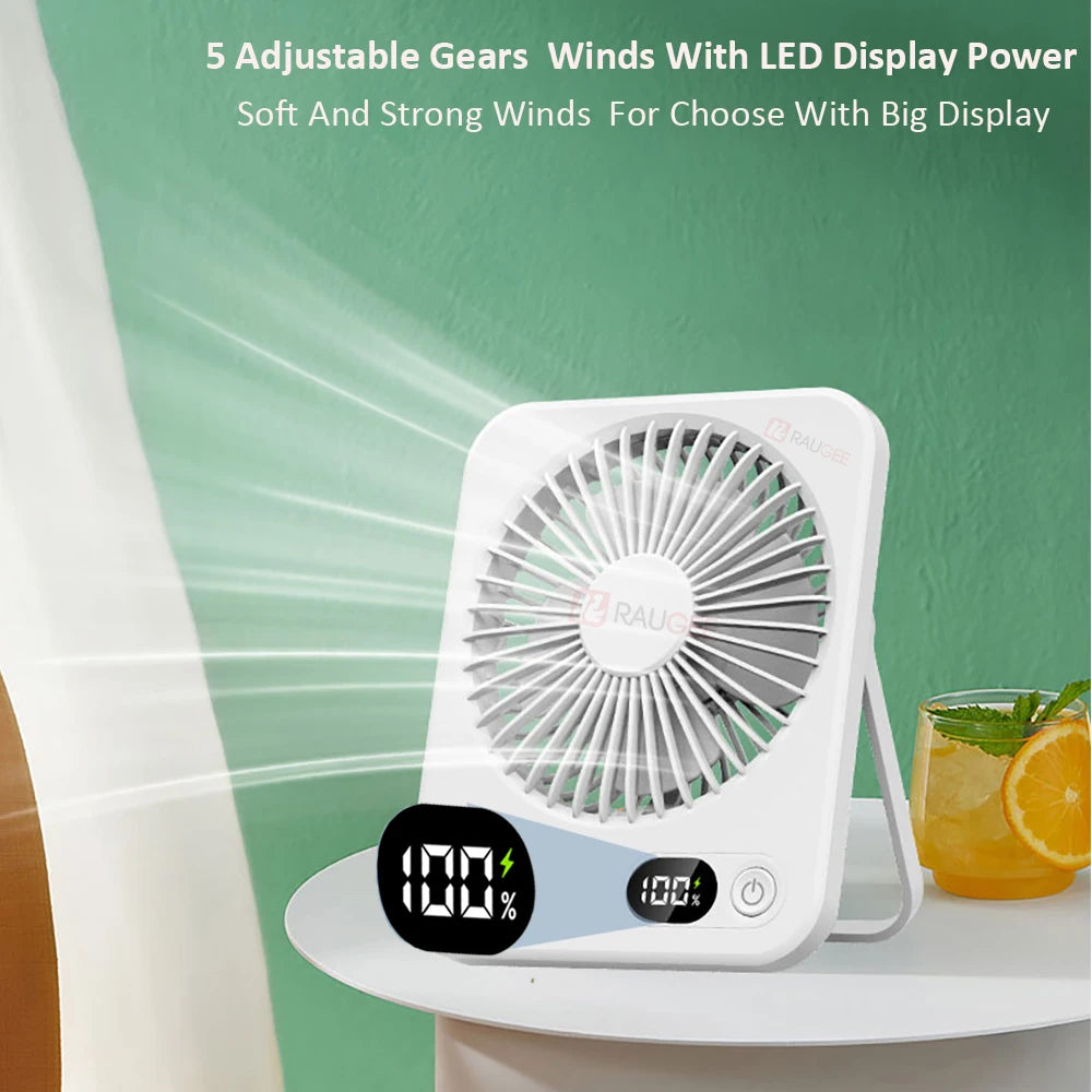 Mini Portable Desk Fan USB Rechargeable Foldable Table Fan Camping Ceiling Fan 5 Speed Wind Air Circulation Wall Hanging Fan Peaceful Pleasures Health and Wellness