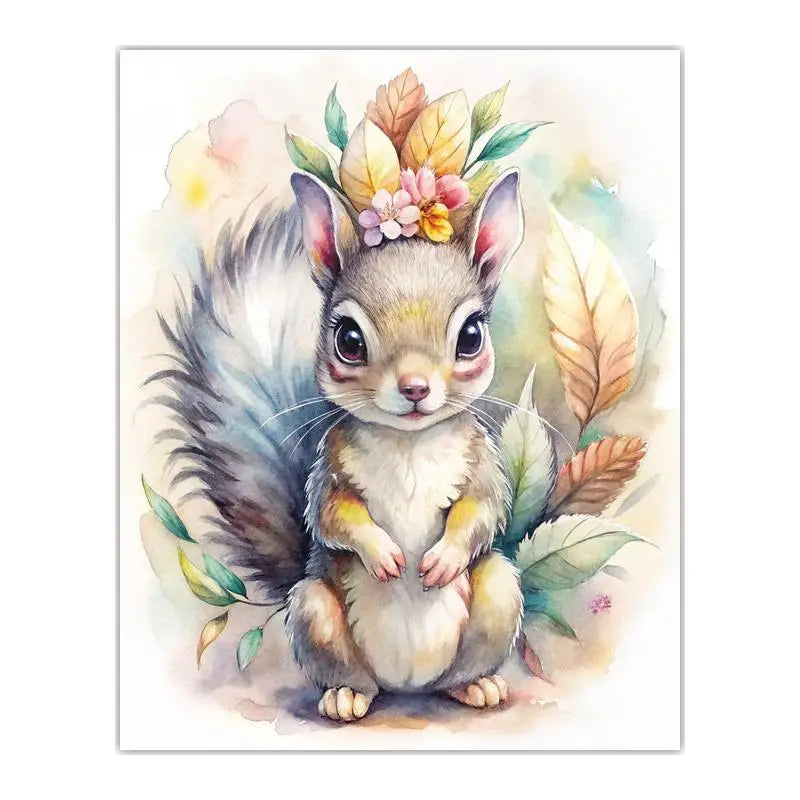 Woodland Animal Floral Wreath Canvas Print | Nursery Wall Art Canvas Wall Art Print Peaceful Pleasures Health and Wellness 12 50x70cm NoFrame China Mainland