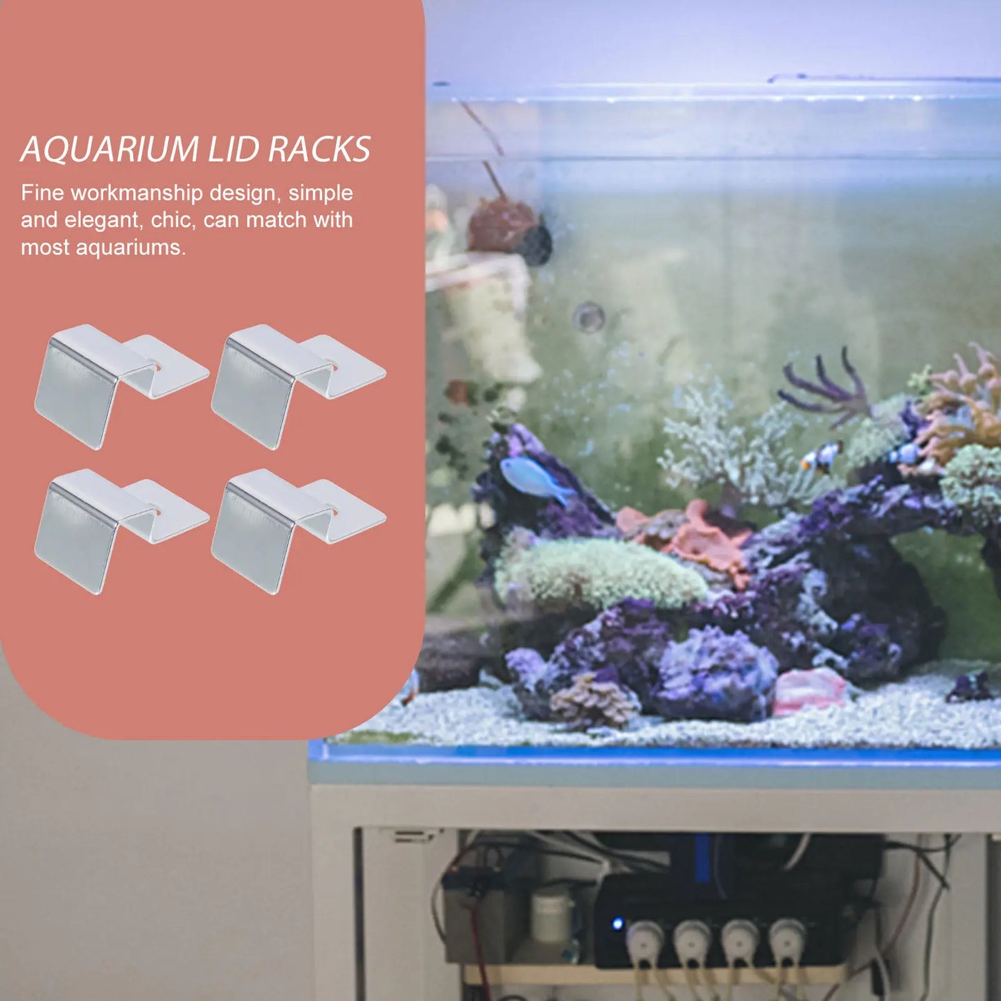 4Pcs Fish Tank Lid Support Brackets Stainless Steel Aquarium Cover Holders Sturdy Glass Lid Clamps Glass Fish Mouth Clip Peaceful Pleasures Health and Wellness