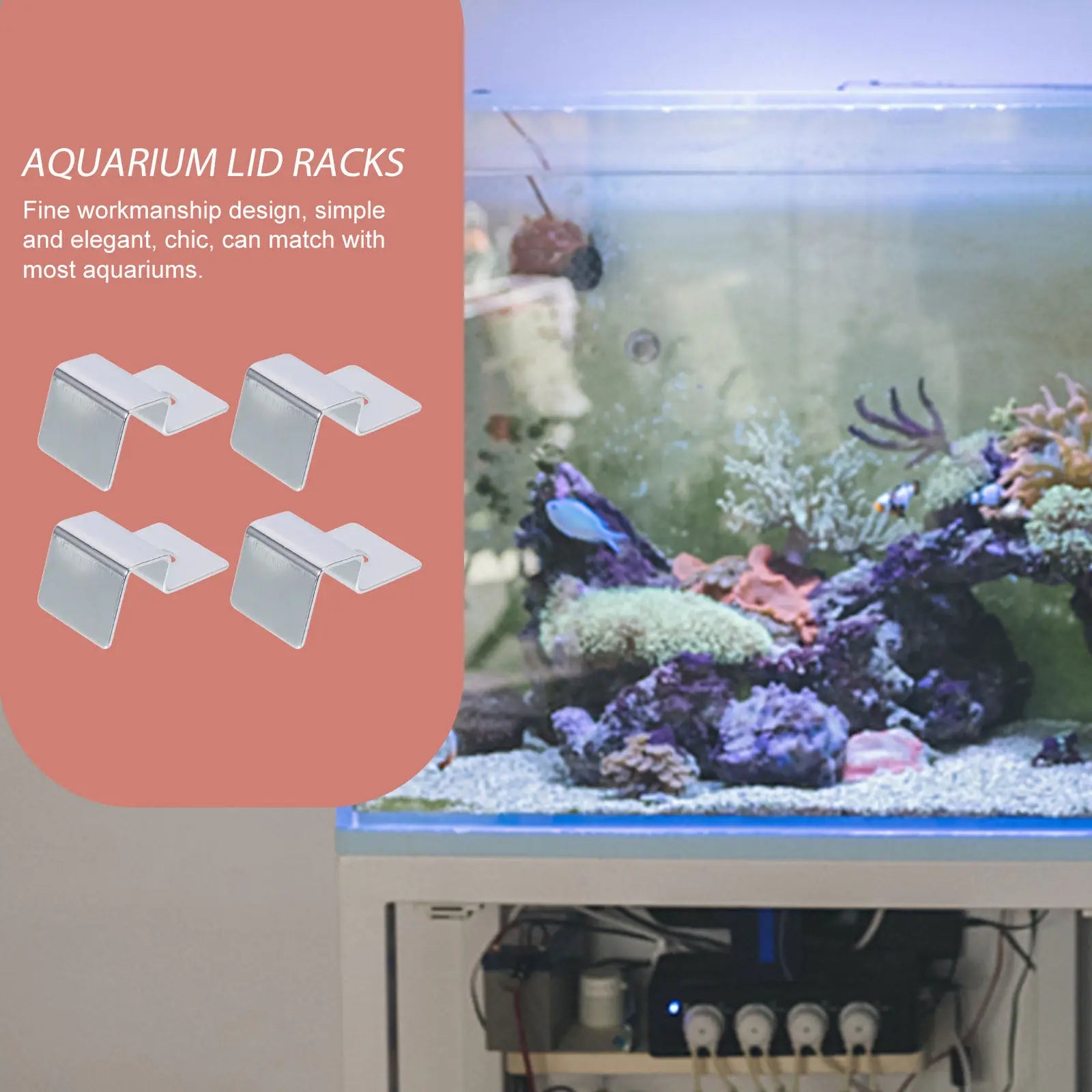 4Pcs Fish Tank Lid Support Brackets Stainless Steel Aquarium Cover Holders Sturdy Glass Lid Clamps Glass Fish Mouth Clip Peaceful Pleasures Health and Wellness