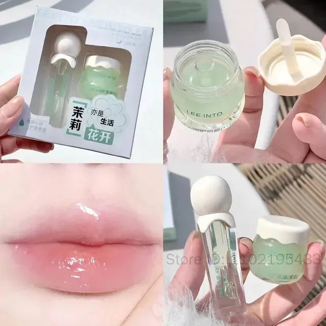 Strawberry Lip Oil & Jelly Lip Mask Set – 2Pc Hydrating Lip Care