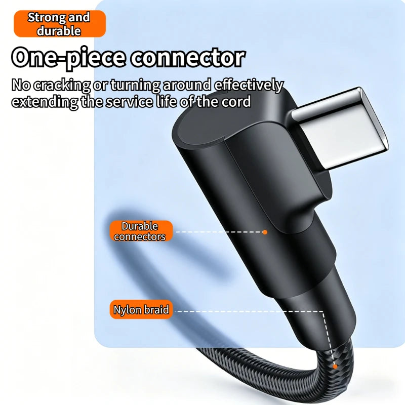 60W USB C To Type C PD 90-Degree Angle Gaming Fast Charging Cable Suitable For Type-C Interface Mobile Phone And Tablet Devices Peaceful Pleasures Health and Wellness
