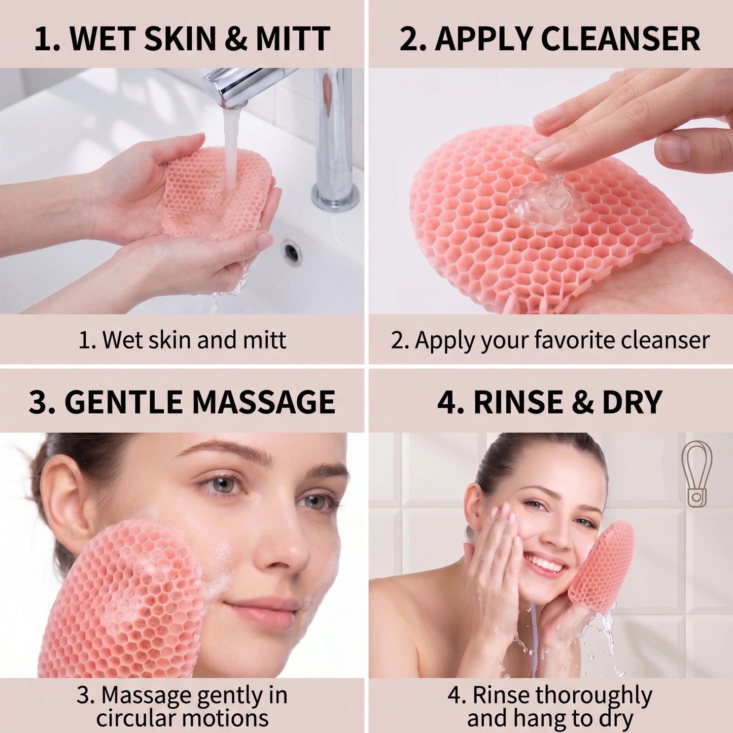 Honeycomb Exfoliating Shower Finger Caps | Silicone Bath Scrubber
