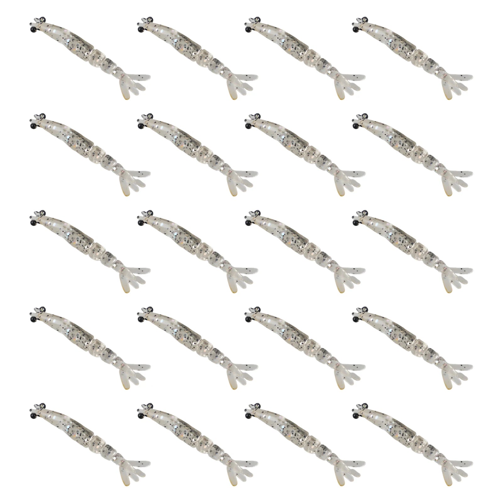 20Pcs Mini Shrimp Lure Multi-Segmented Soft Worm Shrimp Fishing Lure 3D Shrimps Artificial Baits For Saltwater & Freshwater Peaceful Pleasures Health and Wellness Transparent