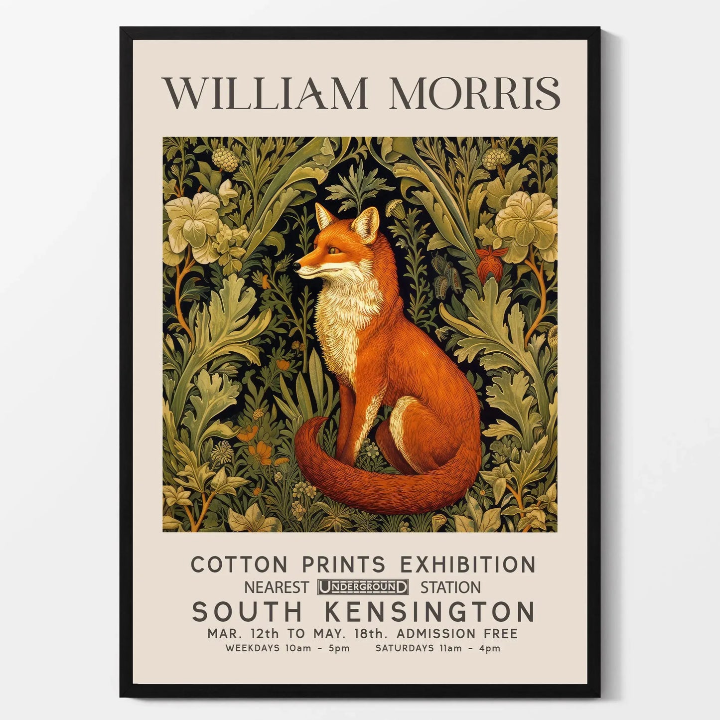 William Morris Canvas Wall Art – Fox Owl Peacock Botanical Print