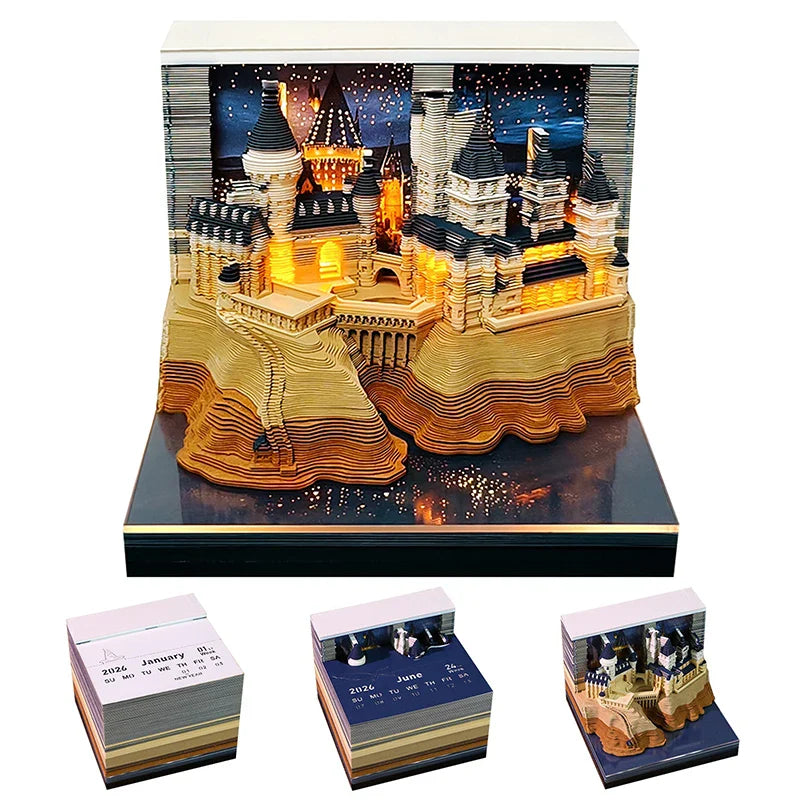 Omoshiroi 3D Castle Memo Pad – 2026 Desk Calendar Sticky Notes
