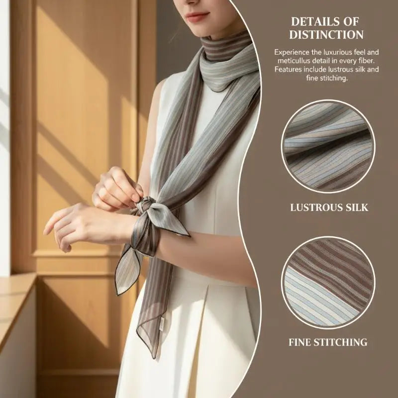 Striped Silk-Blend Scarf – Lightweight Neck & Hair Accessory