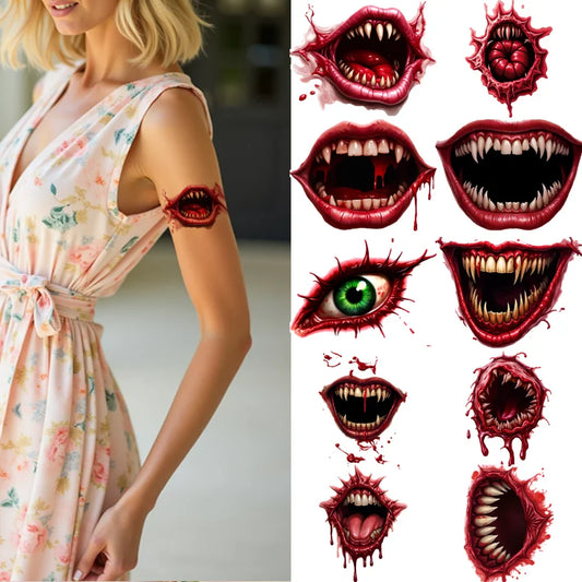 12-Pack Halloween Temporary Tattoos – 3D Waterproof Body Stickers Temporary Tattoo Stickers Oasis Select