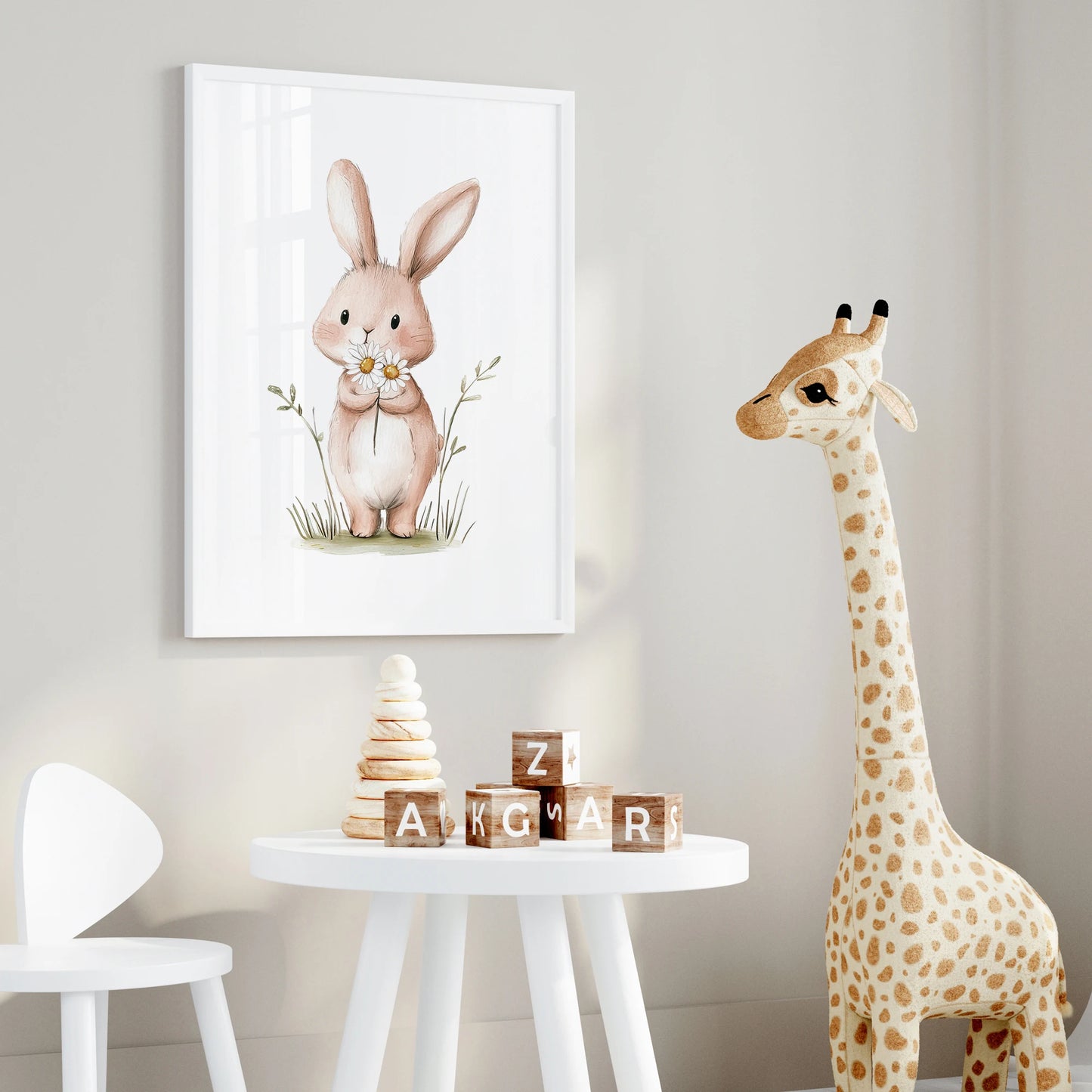 Bunny Flying A Kite 3pcs Wall Art Prints Canvas Painting Poster Picture For Living Bedroom Kids Play Room Home Decor Peaceful Pleasures Health and Wellness G2557-2 50x70cm No Frame