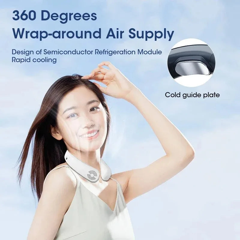 Portable Bladeless Hands Free Wireless Neck Fan 4000mAh USB Rechargeable 3-Speed Silent for Office Outdoor Travel Peaceful Pleasures Health and Wellness