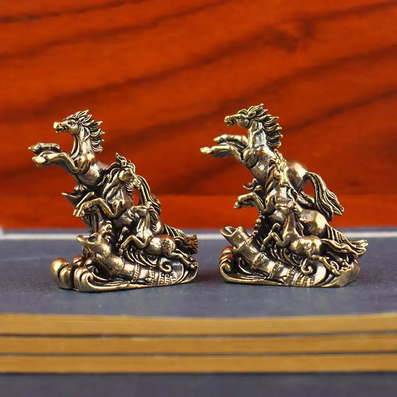 Feng Shui Brass Galloping Horse Statue | Wealth & Success Decor