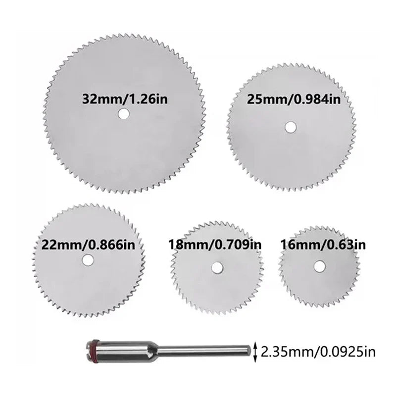 6-Pc Stainless Steel Cutting Disc Kit 16–32mm | Rotary Tool