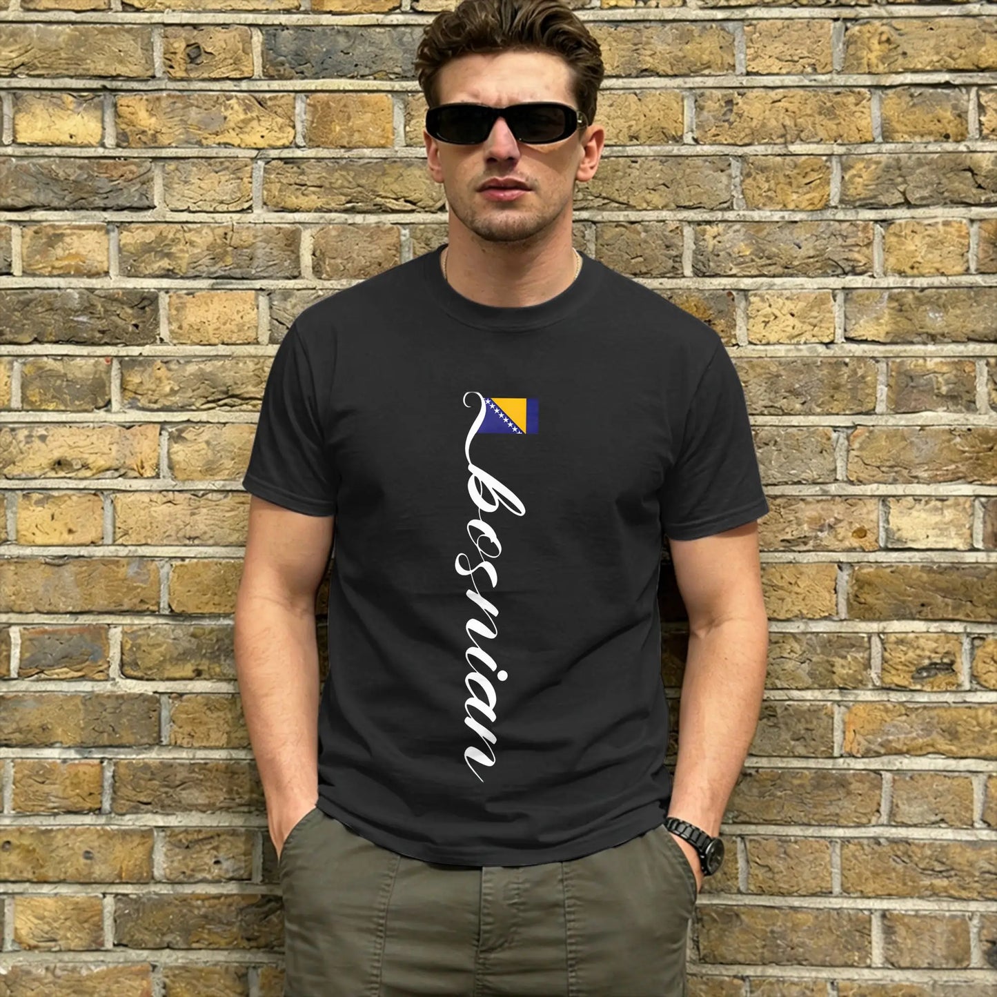 Bosnia & Herzegovina Flag Men's Vintage Cotton T-Shirt
