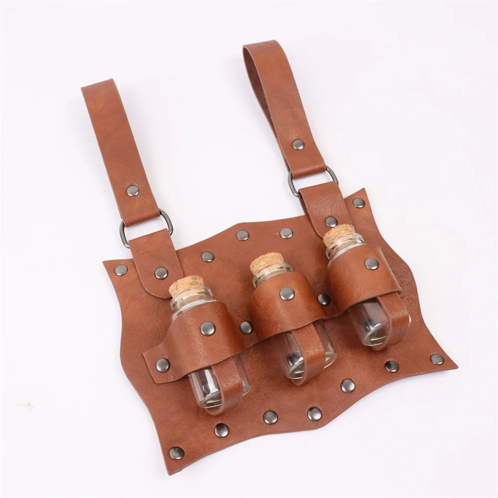 Medieval Belt Renaissance Punk Cork Dark Three Potions Glass Magic