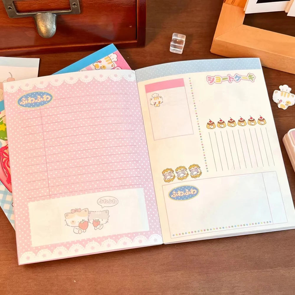 Cute Cat Notebook Thick Cartoon Pages Aesthetics Student Diary Hand