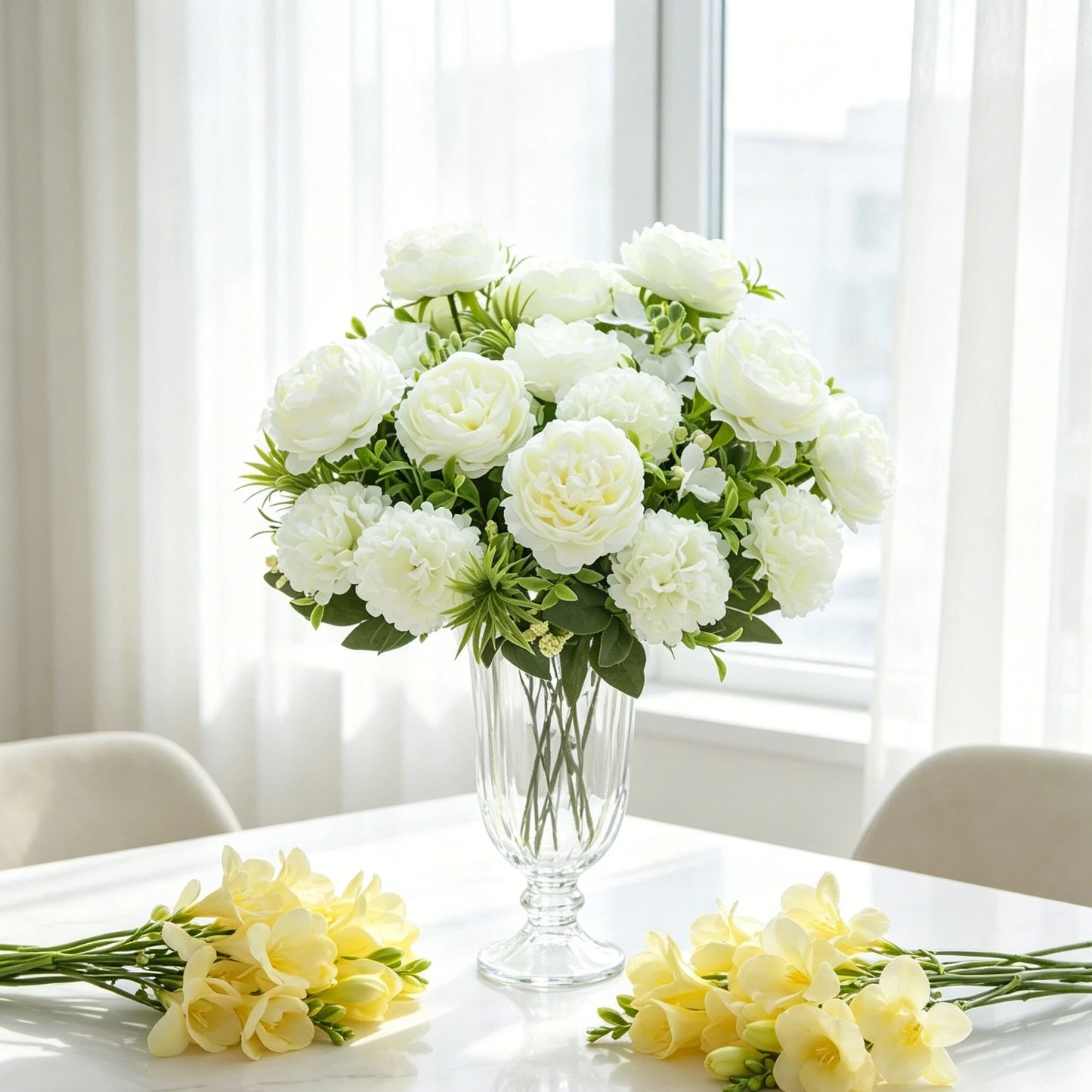 Artificial Silk Peony Chrysanthemum Bouquet | Wedding & Home Decor