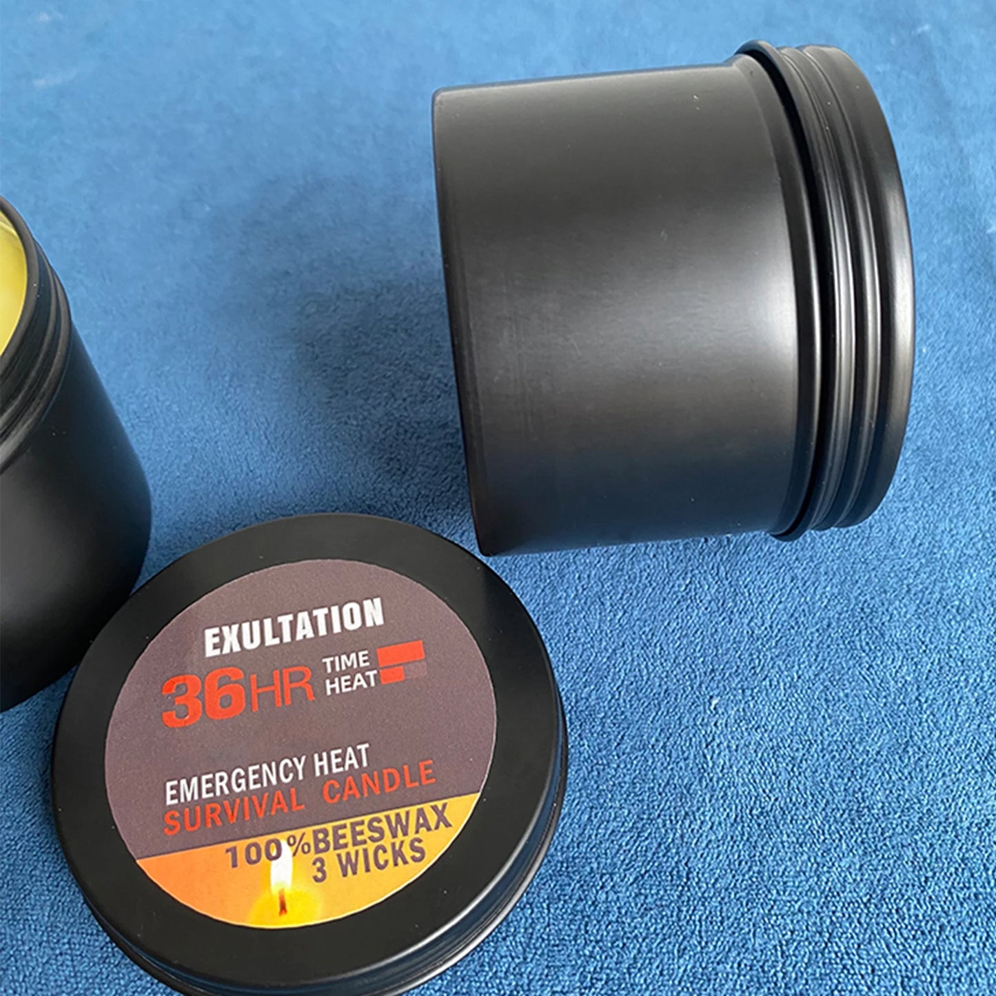 36 Hour Survival Candle 3- Environmentally Friendly Odorless Candle with Lid Home Spares for Emergency Peaceful Pleasures Health and Wellness