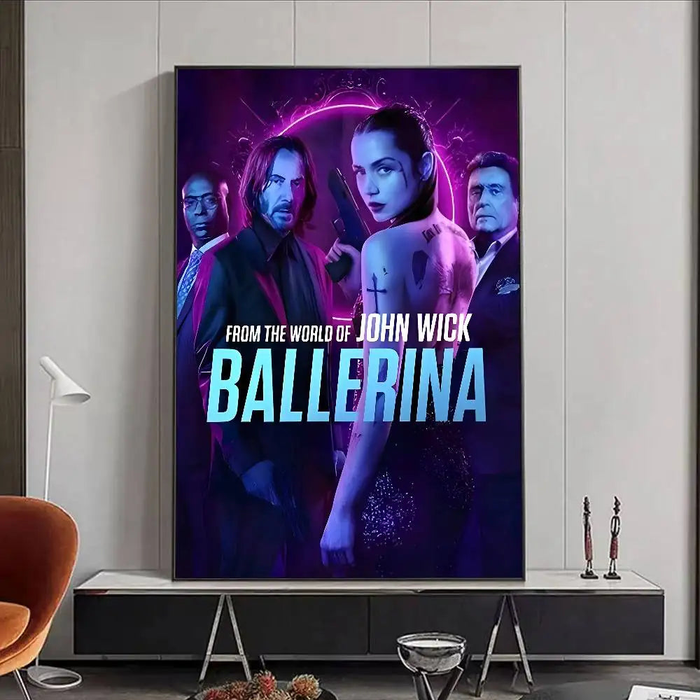 Movie J-John W-Wick B-Ballerina Poster HD art poster for home living room bar office decoration sticky waterproof Peaceful Pleasures Health and Wellness z3 30X40cmNoframe