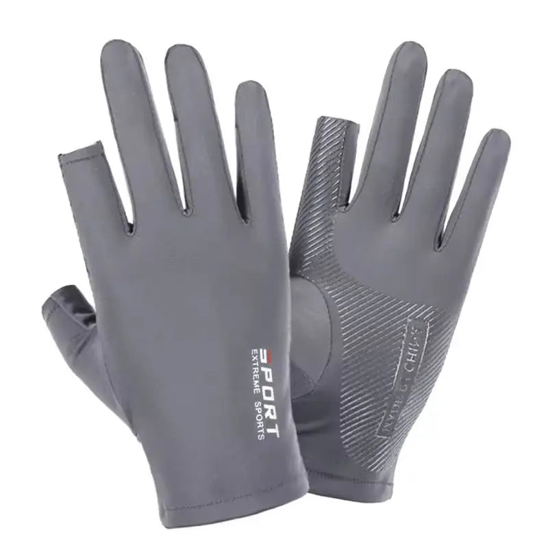 Ice Silk Halffinger Cycling Gloves for Men and Women Outdoor Sports Fitness Driving Fishing Highelastic Comfortable Peaceful Pleasures Health and Wellness grey-A 2pcs
