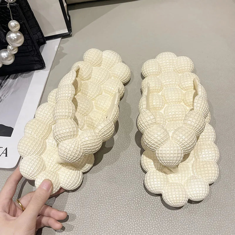 Flip-flops female summer wear ins fashion Korean version of all kinds of home indoor non-slip can wear flat slippers Peaceful Pleasures Health and Wellness White 39