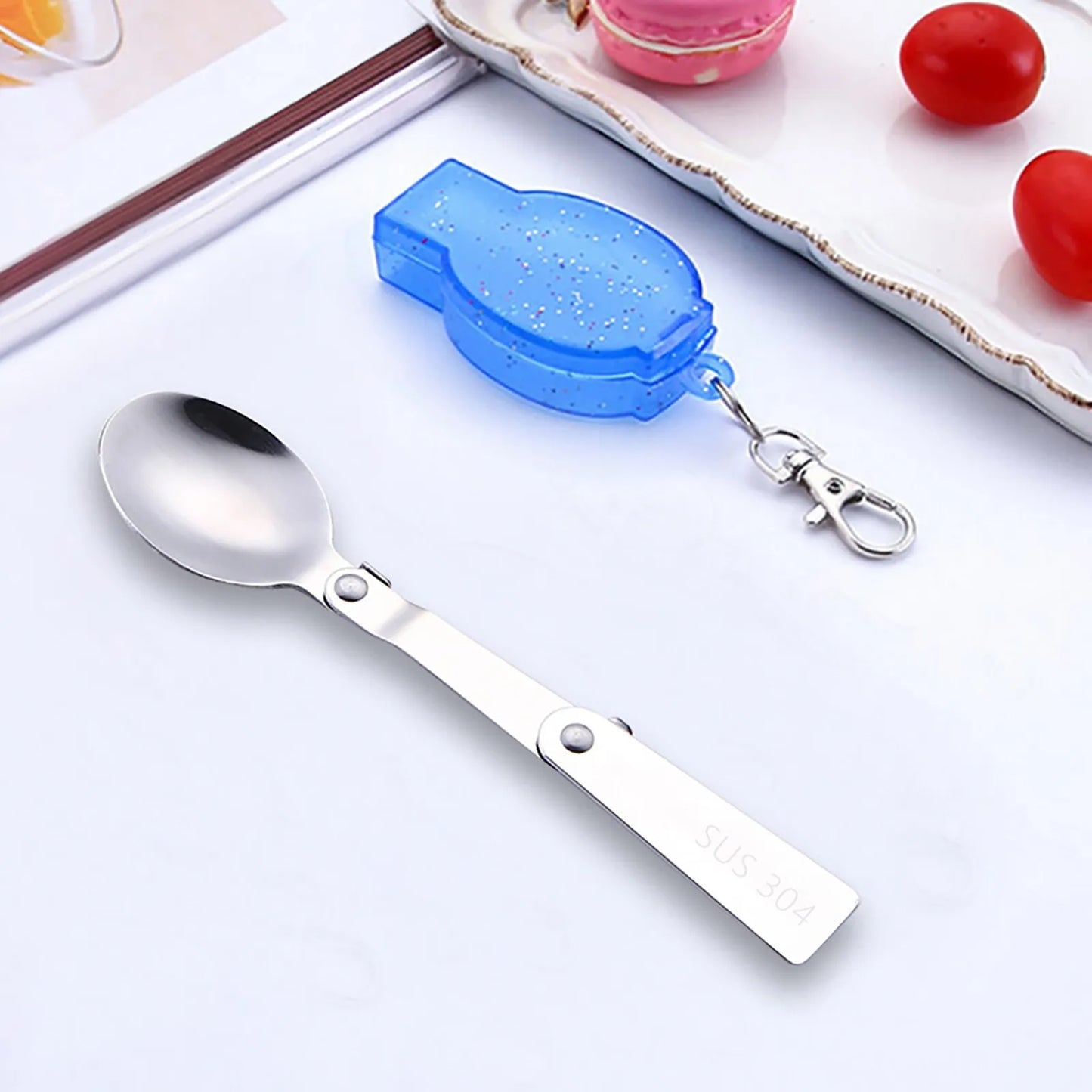Outdoor Folding Travel Camping Utensil Stainless Pocket Spoon Fork Light Small Foldable Spoon Fork Camping Picnic Tool Tableware Peaceful Pleasures Health and Wellness C