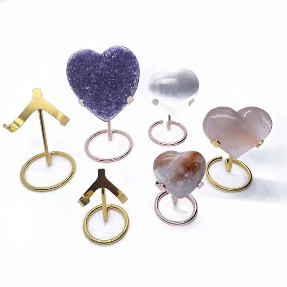 Metal Heart Crystal Ball Display Stand – Gold, Silver & Black