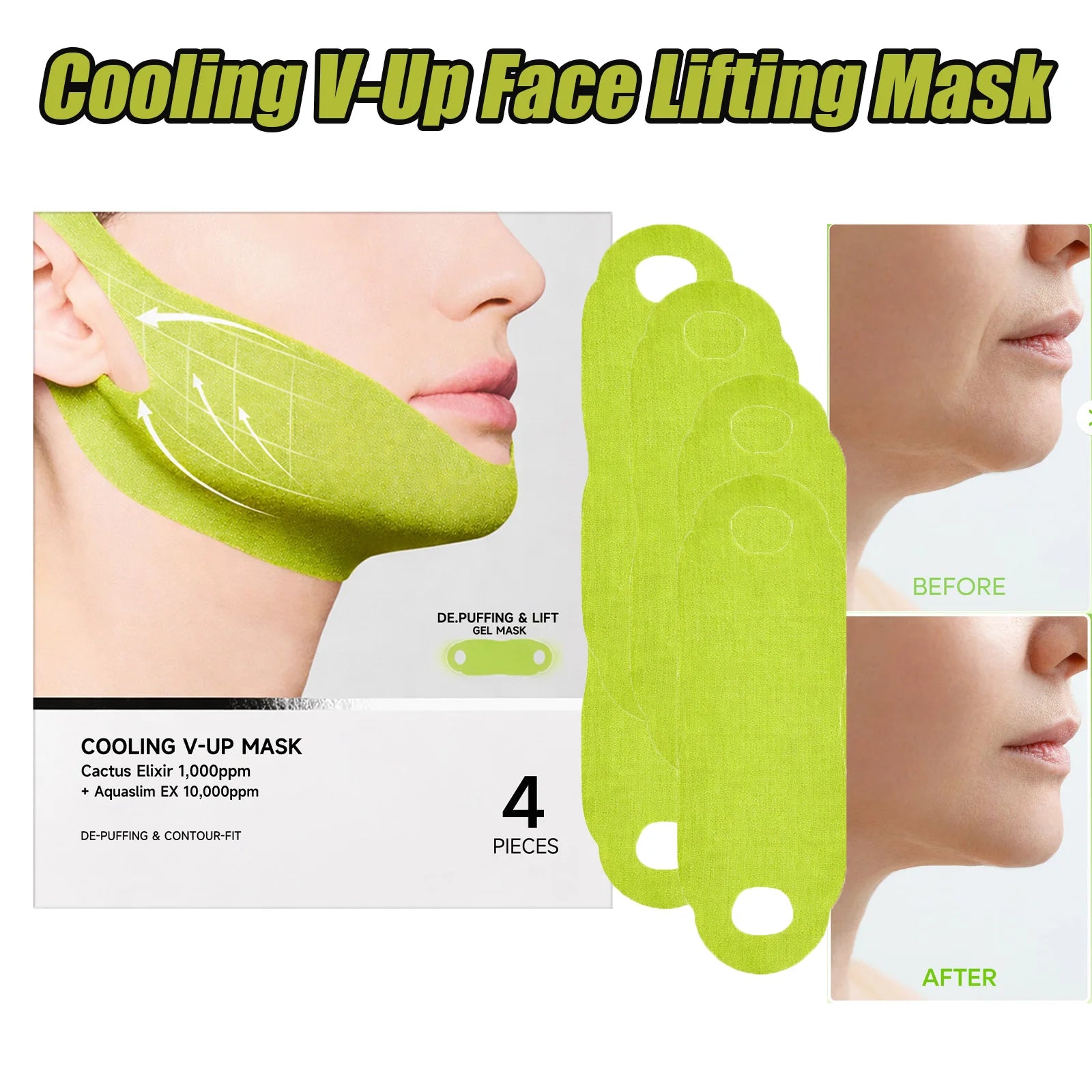 Cooling V-Up Face Lifting Mask – Chin & Jawline Firming Patch Peaceful Pleasures Health and Wellness