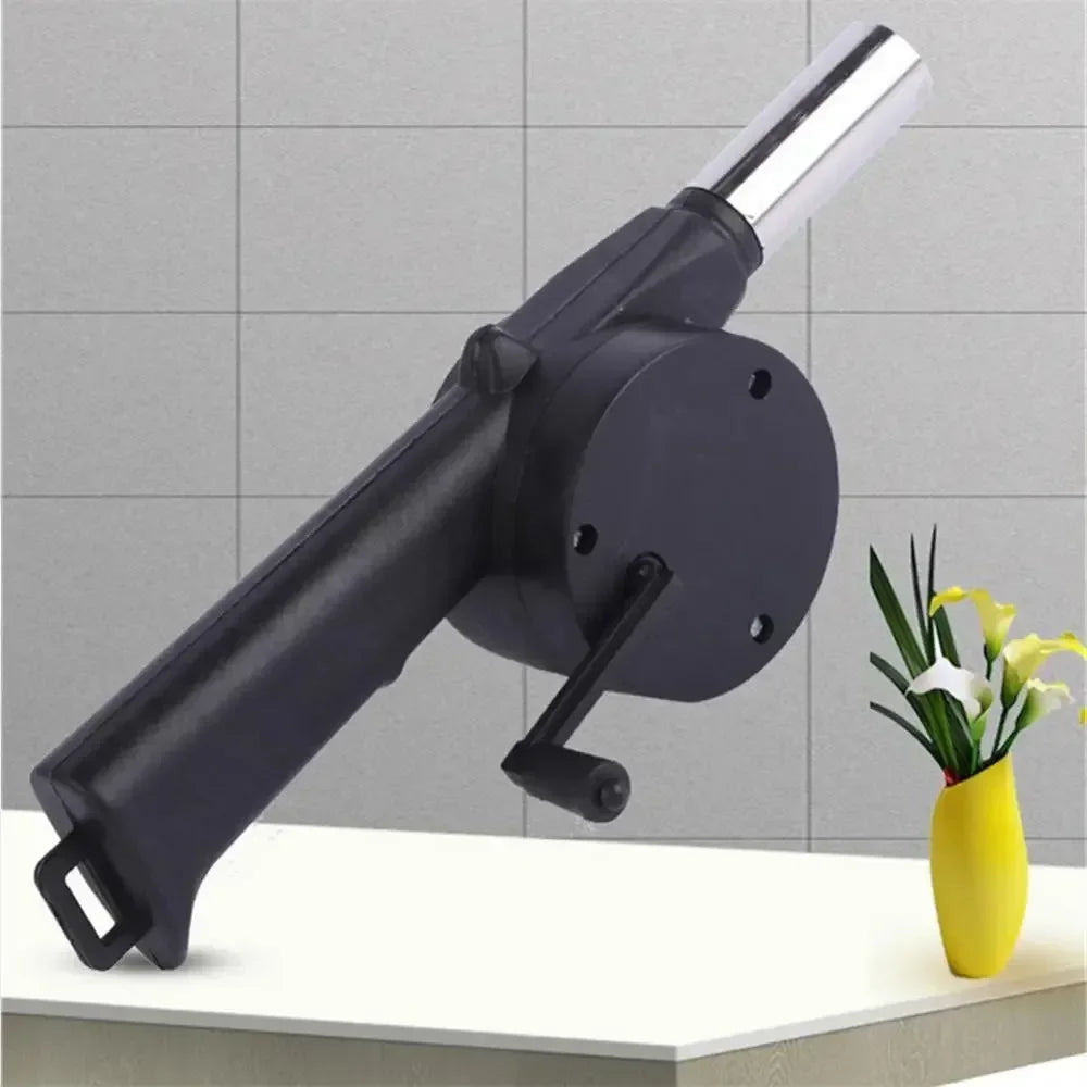 Mini Hand-Crank BBQ Air Blower – Portable Campfire Bellows