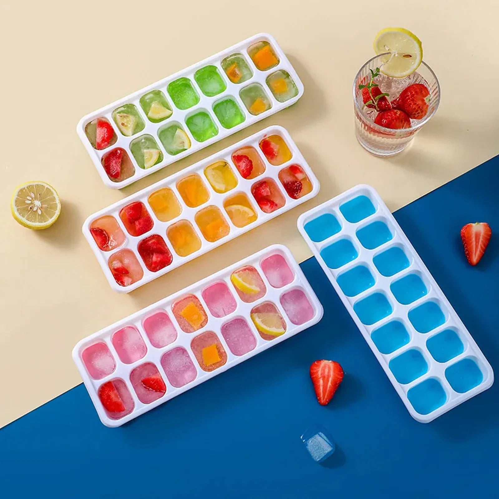 2/4pcs Ice Cube Tray Mold with Lid Silicone Square 14 Cube Easy Release Ice Cube Molds Kitchen Bar DIY Iced Cocktail Freeze Tool Peaceful Pleasures Health and Wellness