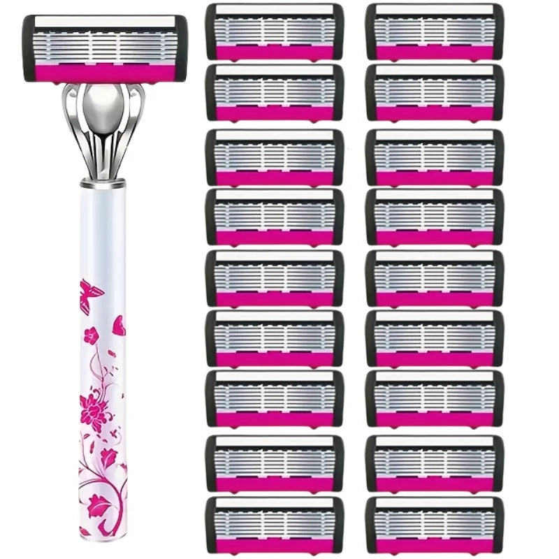 Men's 6-Blade Reusable Razor with Replaceable Head
