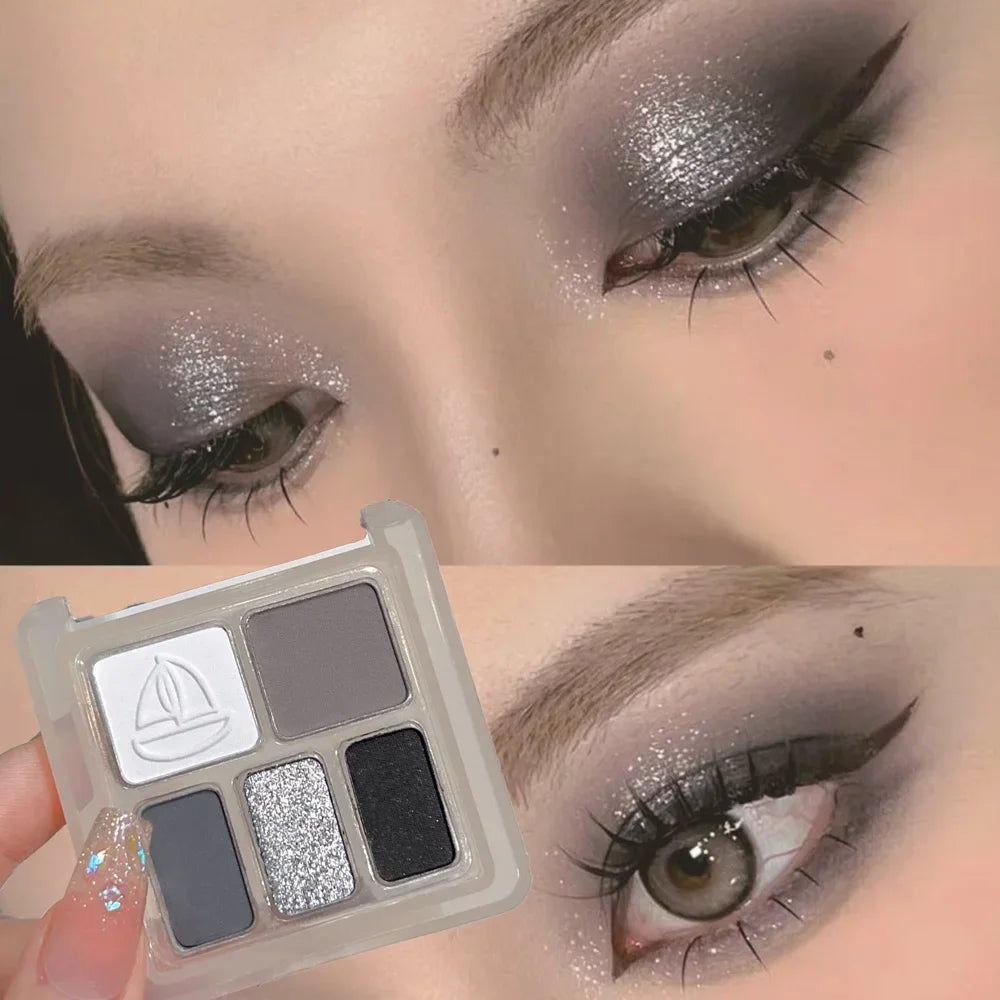 JADED 5-Color Glitter Eyeshadow Palette – Waterproof Shimmer