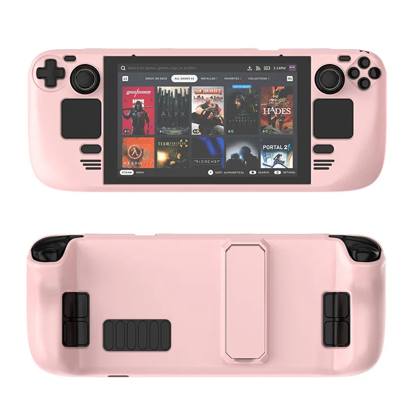 Suitable For Steam Deck Skin-Friendly Feel For Steam Deck Oled Colorful PC Protective Case With Stand Game Console Accessories Peaceful Pleasures Health and Wellness Pink