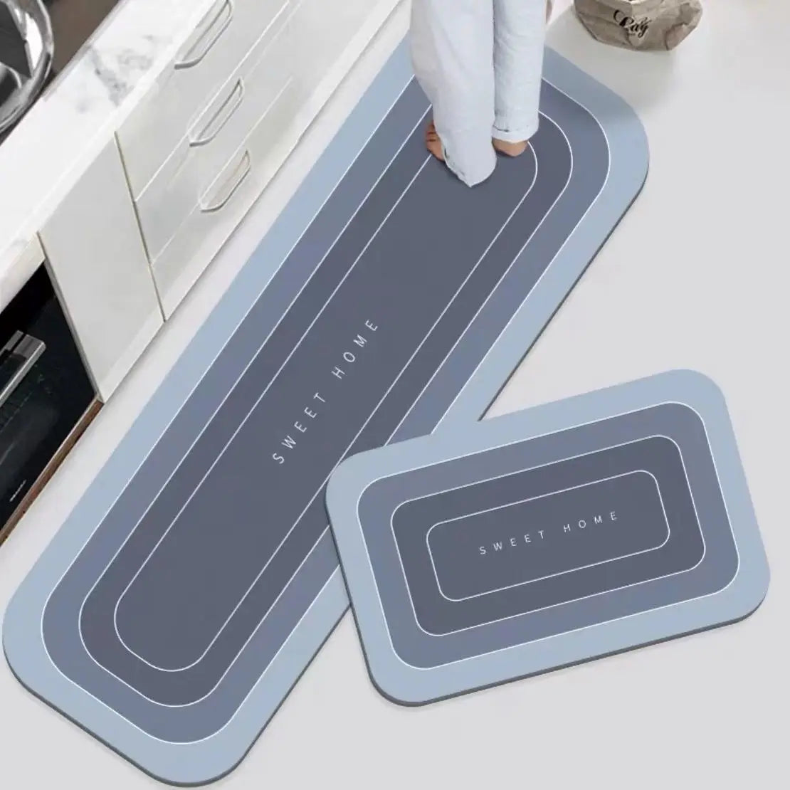 Quick-Dry Crystal Velvet Kitchen Mat – Anti-Slip & Soft